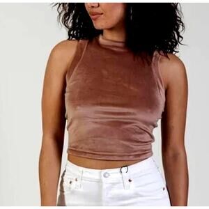 SKIMS Brown velour Cropped Tank Top Size XL NWOT